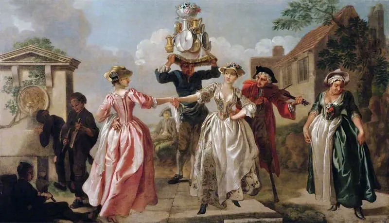 The Milkmaid's Garland (Humours of May Day) (decorative painting for a supper-box at Vauxhall Gardens, London)