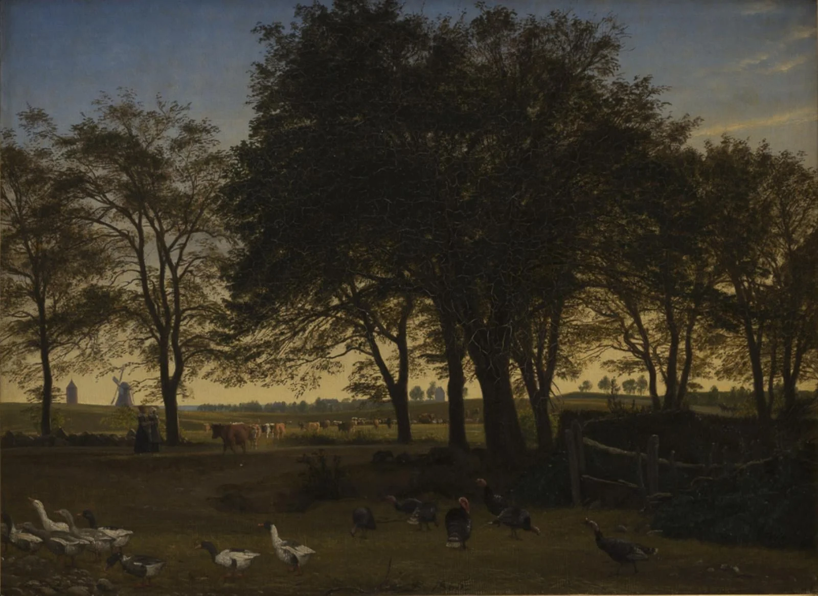 Parti ved Iselingen. I baggrunden Vordingborg Kirke og Gåsetårnet. Septemberaften, by Unknown, 1865