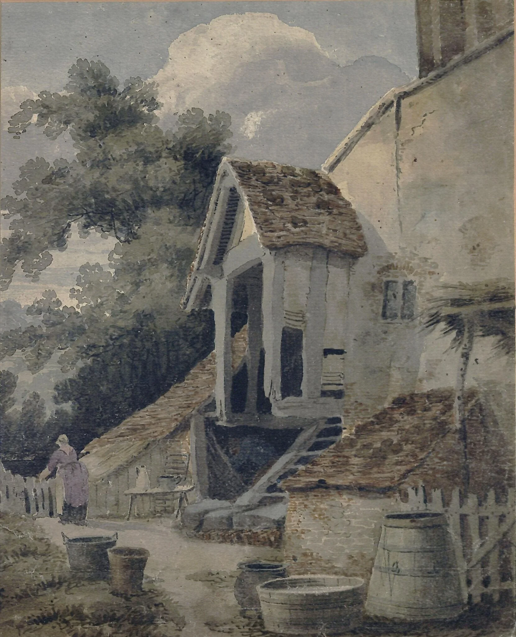 The Old Farm, near Selby Hall, by John Thirtle, watercolor, 1804