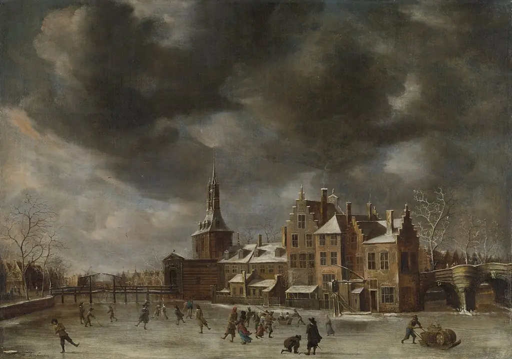 The Blauwpoort in Leiden in the winter