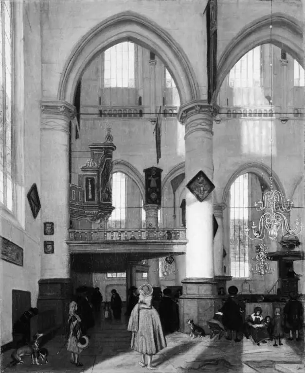 Interior of the Oude Kerk, Amsterdam, during a Sermon