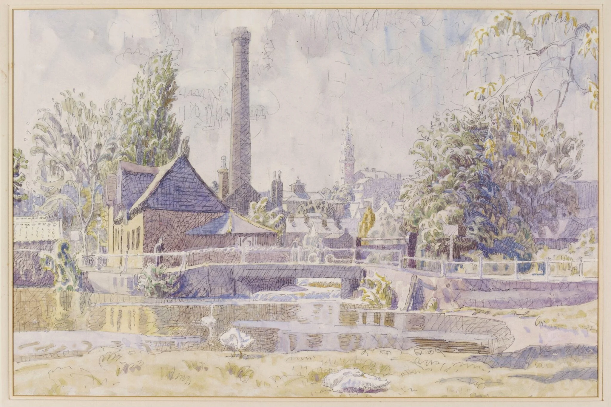 Middle Mill, Colchester, by Bayes, watercolor, 1940
