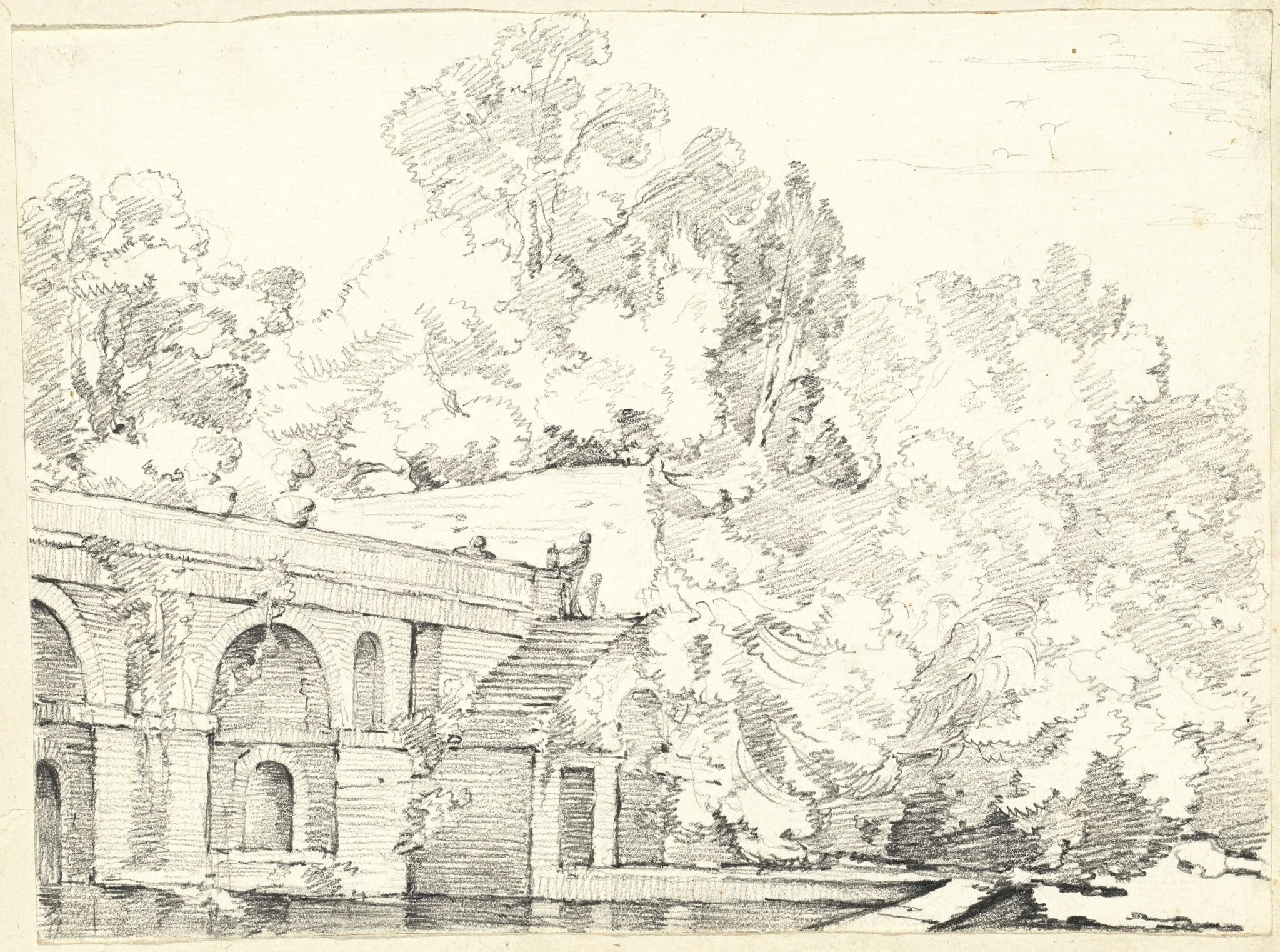 The Fishpond at Villa Madama, by Joseph-Marie Vien, chalk, 1748