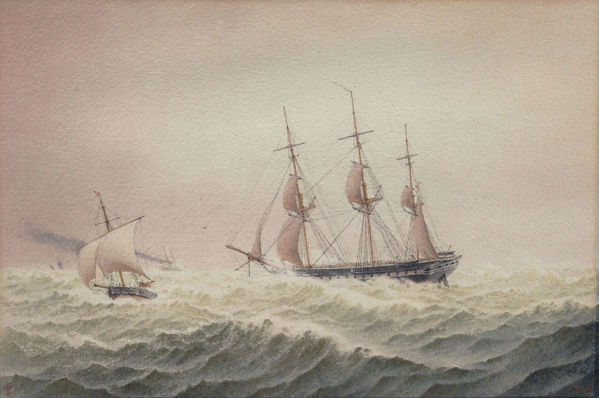 A 51 Gun Frigate, by William Frederick Settle, watercolor, 1883