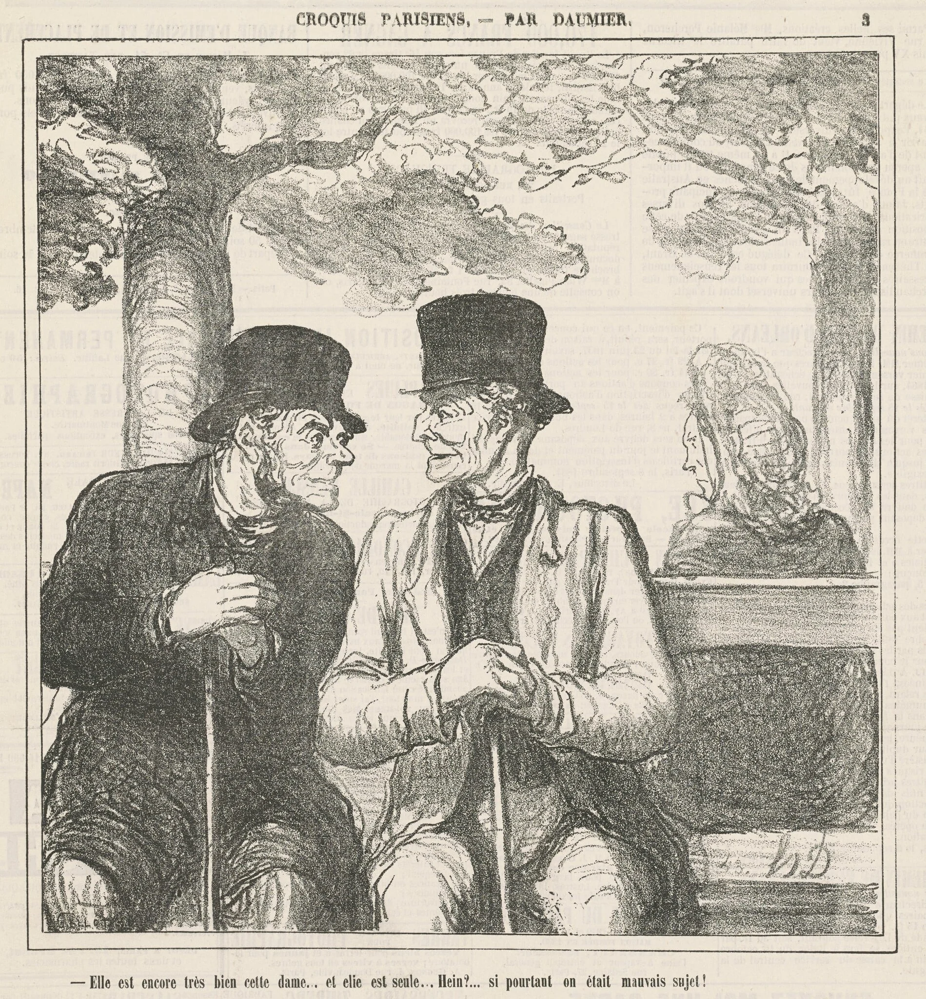 Elle est encore très bien, cette dame ..., by Honoré Daumier, ink, 1864