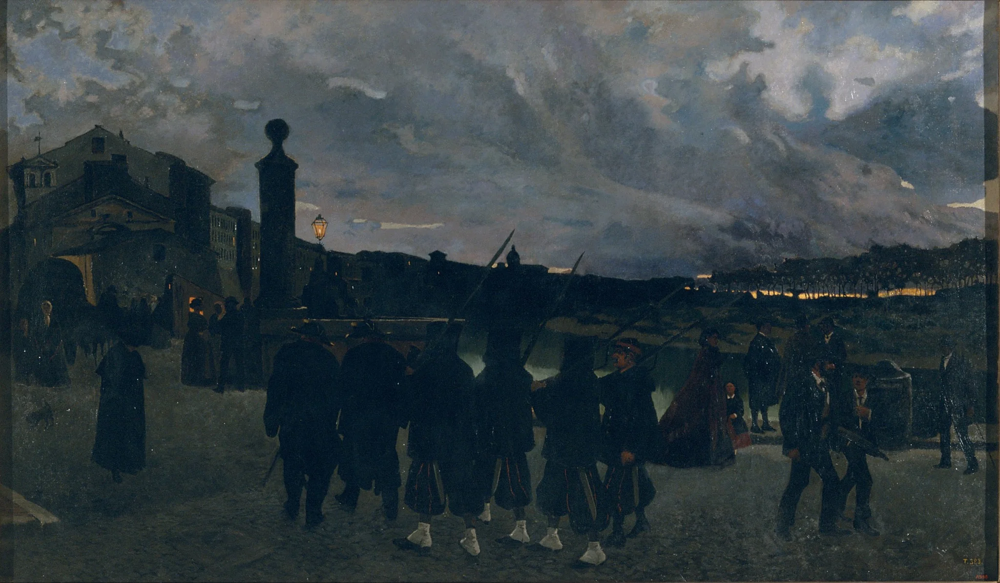 Zitto. Silenzio, che passa la ronda, by Josep Lluis Pellicer, oil, 1869