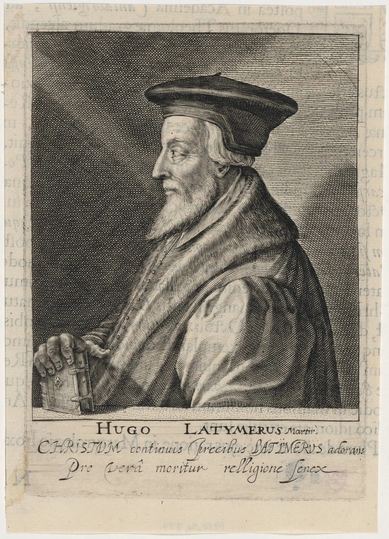 Hugh Latimer, Bishop of Worcester, Protestant Martyr, by Willem de Passe, ink, 1620