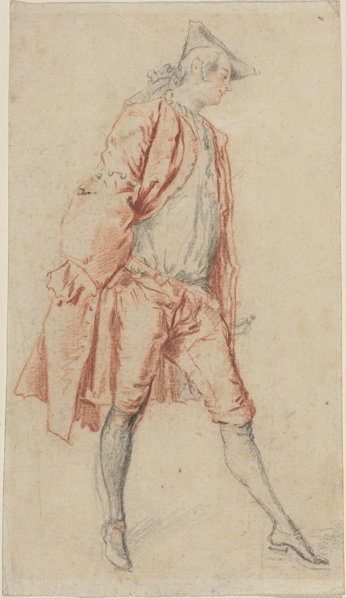 A French Gentleman Standing, by Jacques André Portail, chalk, 1727