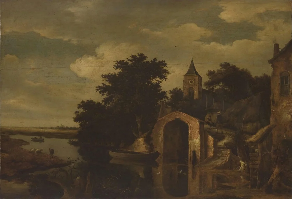 Landscape with a Canal, by Roelof Jansz van Vries, oil, 1652