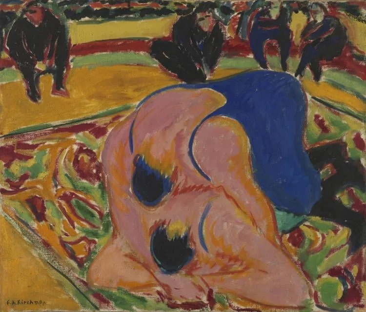 Wrestlers in a Circus, by Ernst Ludwig Kirchner, unspecified, 1909