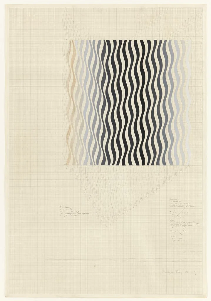 Untitled, by Bridget Riley, gouache, 1965