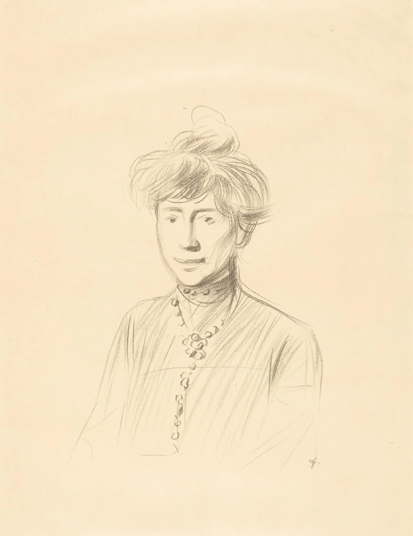 Etude de femme, en buste de face (Study of a Woman, Half-Length Facing Front), by Jean-Louis Forain, ink, 1903