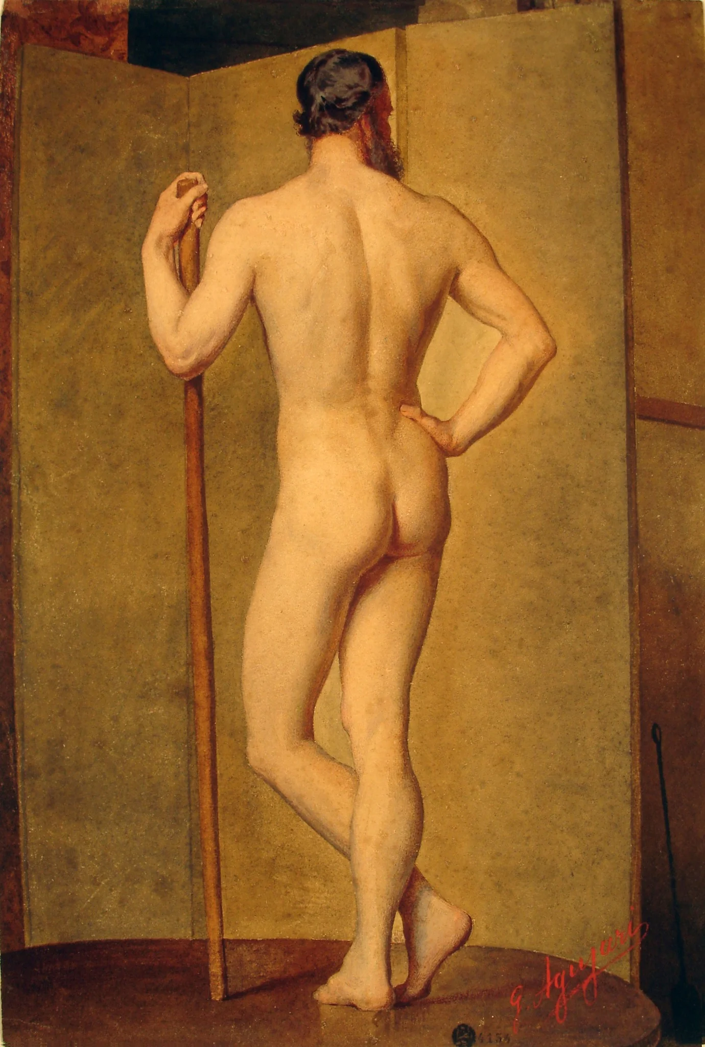 Male nude, by Giuseppe Agujari, unspecified, 1850