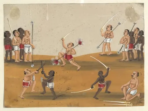 One of eleven paintings depicting schools.
