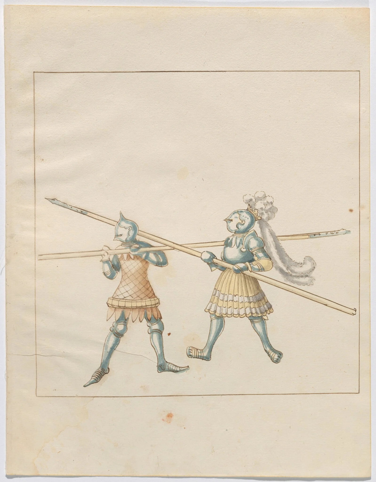 Foot Combat with Pikes, by German 16th Century, ink, 1514