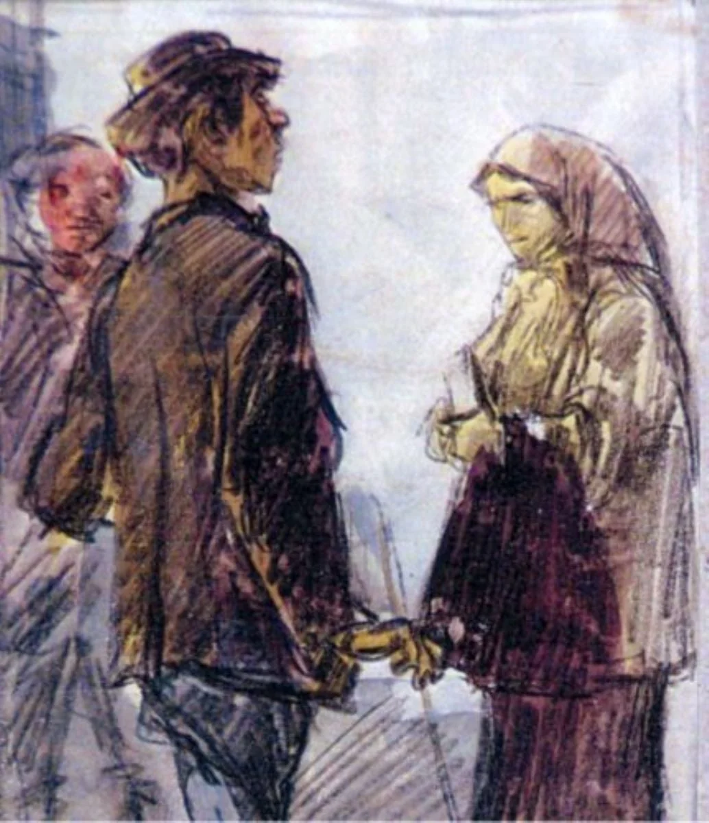 Ilustrație la romanul „Baltagul” de Mihail Sadoveanu, by Ștefan Constantinescu, 1956