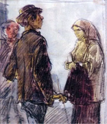 Ilustrație la romanul „Baltagul” de Mihail Sadoveanu