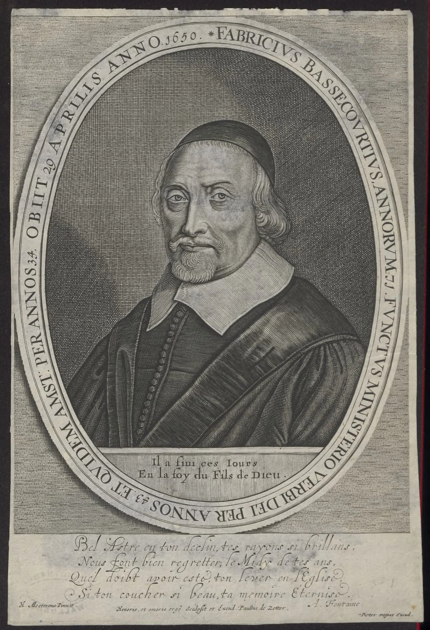 Portrait of Fabricius Bassecourtius, by Paul de, Zetter, unspecified, 1650