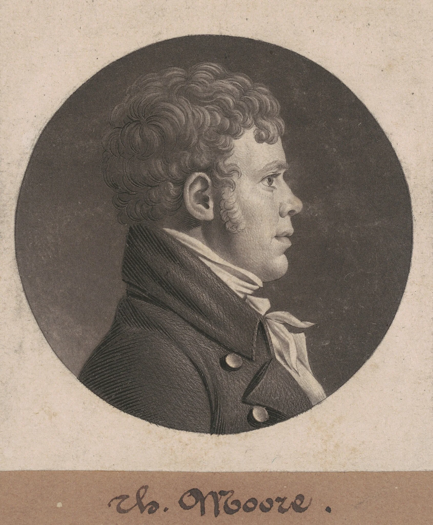 Thomas Moore, by Charles Balthazar Julien Févret de Saint-Mémin, ink, 1805