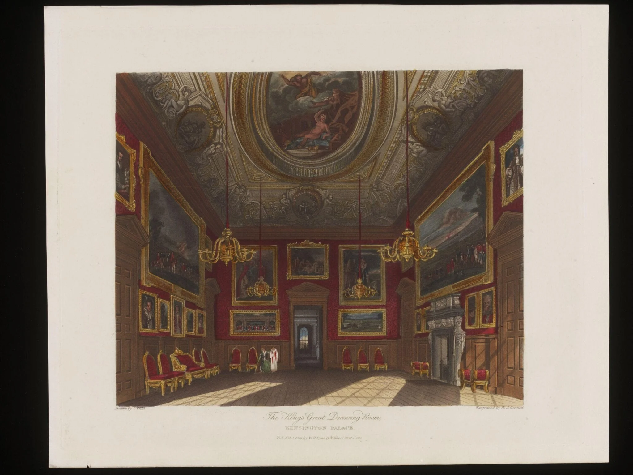 View of the King's Great Drawing Room, by William Kent, 1816