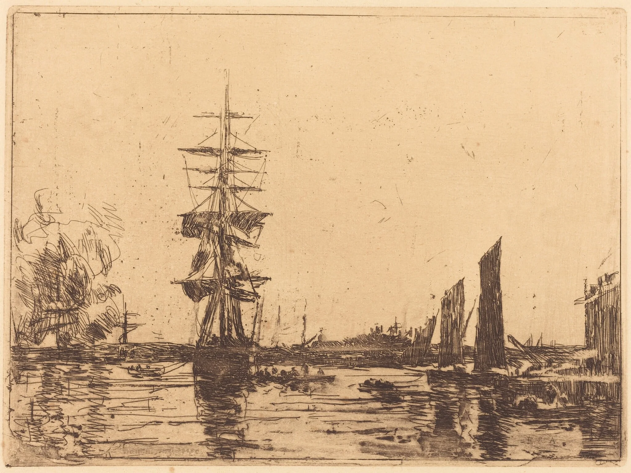 Marine View, by Eugène Boudin, ink, 1898