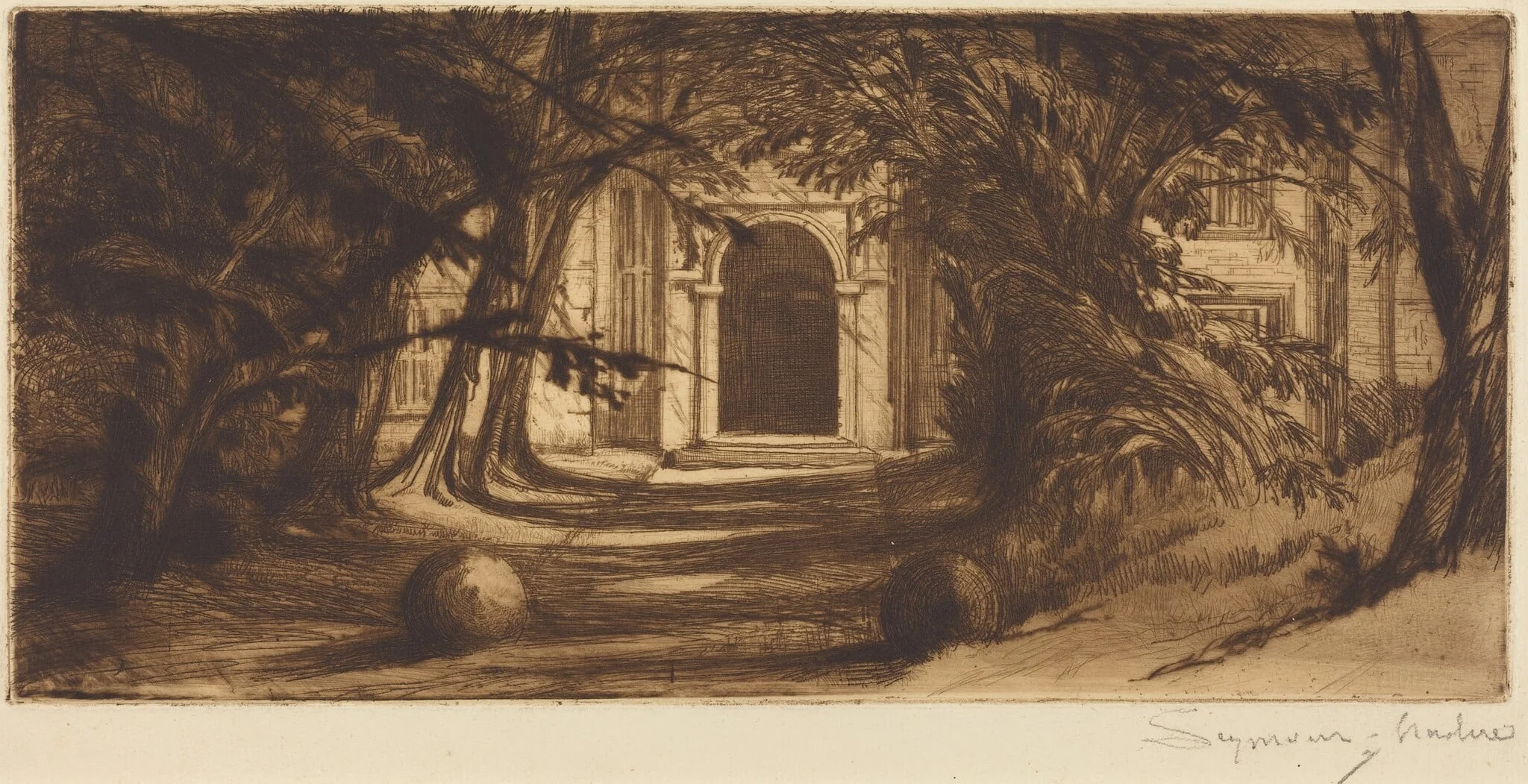 Mytton Hall, by Francis Seymour Haden, ink, 1859