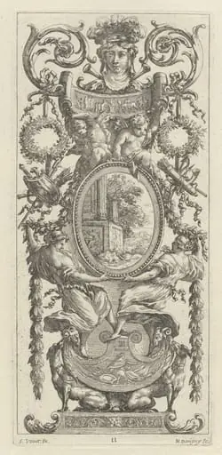 Ornamental Panel Surmounted with a Head Flanked by Foliage