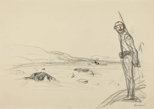 a) Along the Marne (recto); b) Study for Along the Marne (verso)