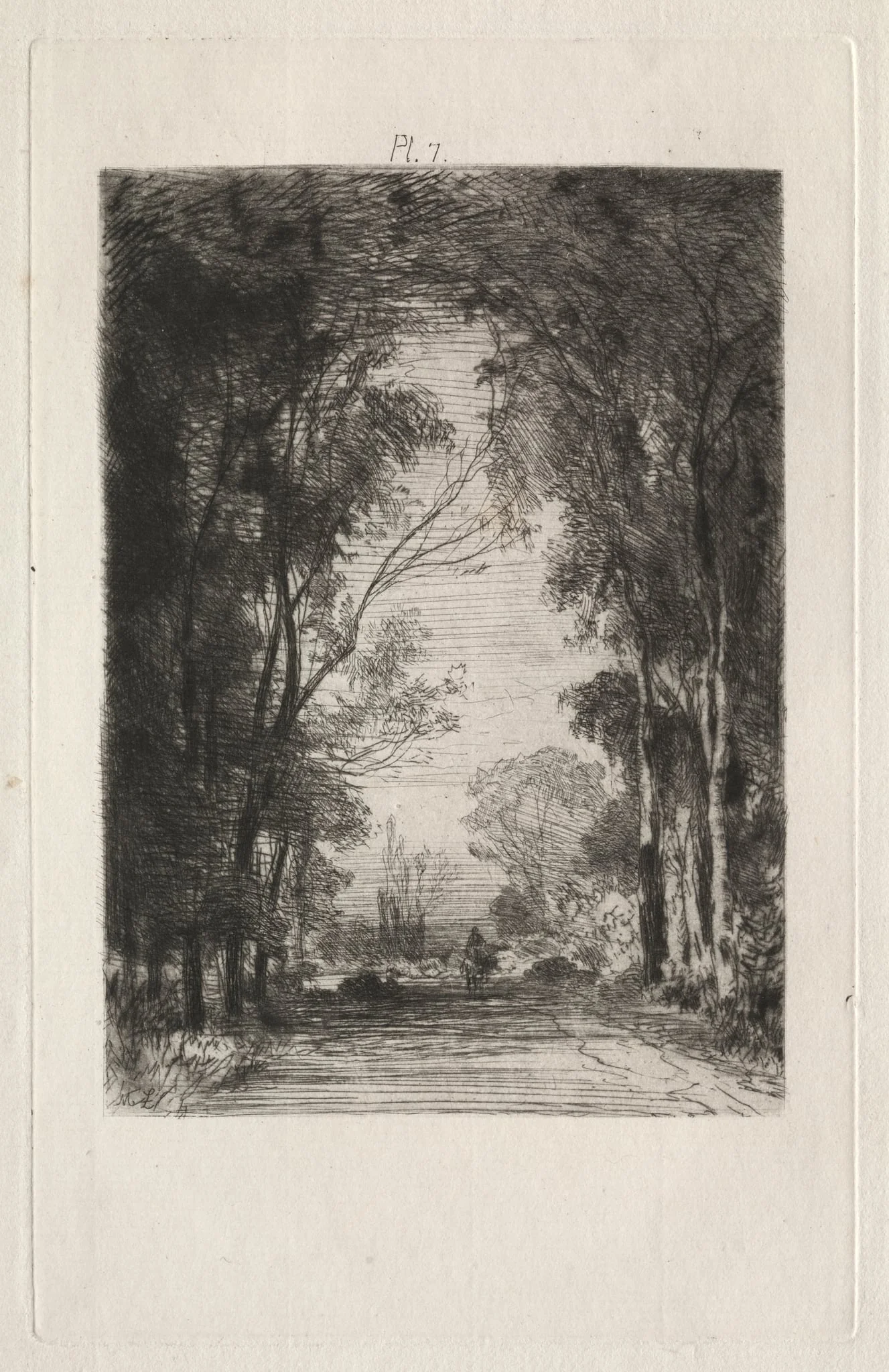 Traveler on a Road in a Forest, by Maxime Lalanne, 1866