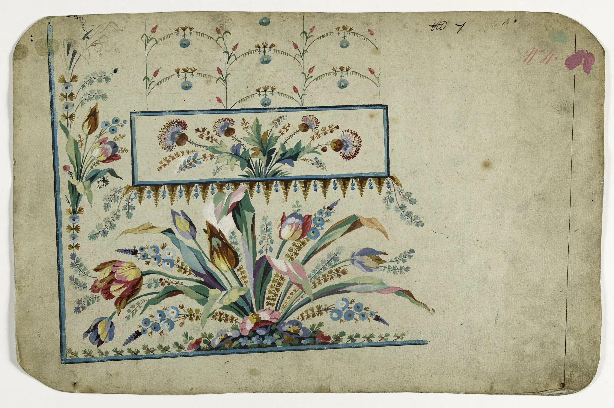 Gilet décor bouquet de tulipes, projets de broderies de gilet, XVIIIème siècle