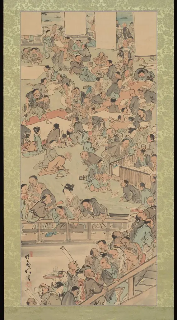 Painting and Calligraphy Gathering at the Nakamurarō in Ryōgoku 両国中村楼書画会之図 (Ryōgoku Nakamurarō shogakai no zu)