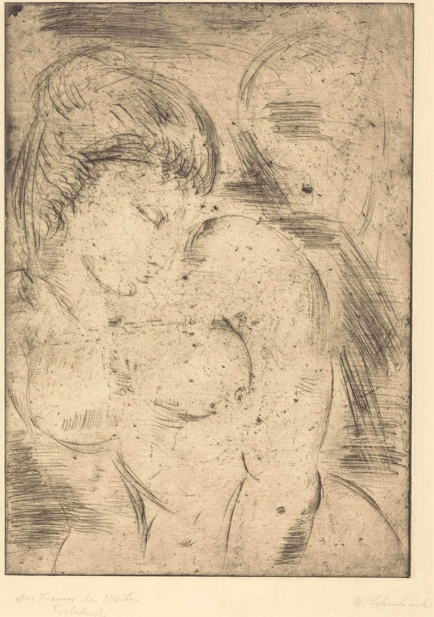 Woman's Dream (Der Traum des Weibes), by Wilhelm Lehmbruck, ink, 1914