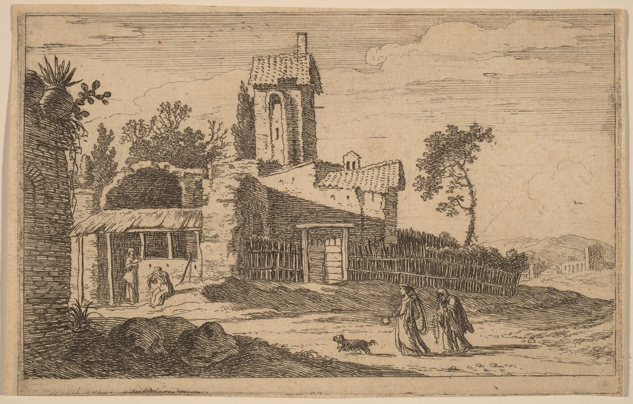 Ruined Building with a Tower, by Herman van Swanevelt, ink, 1628