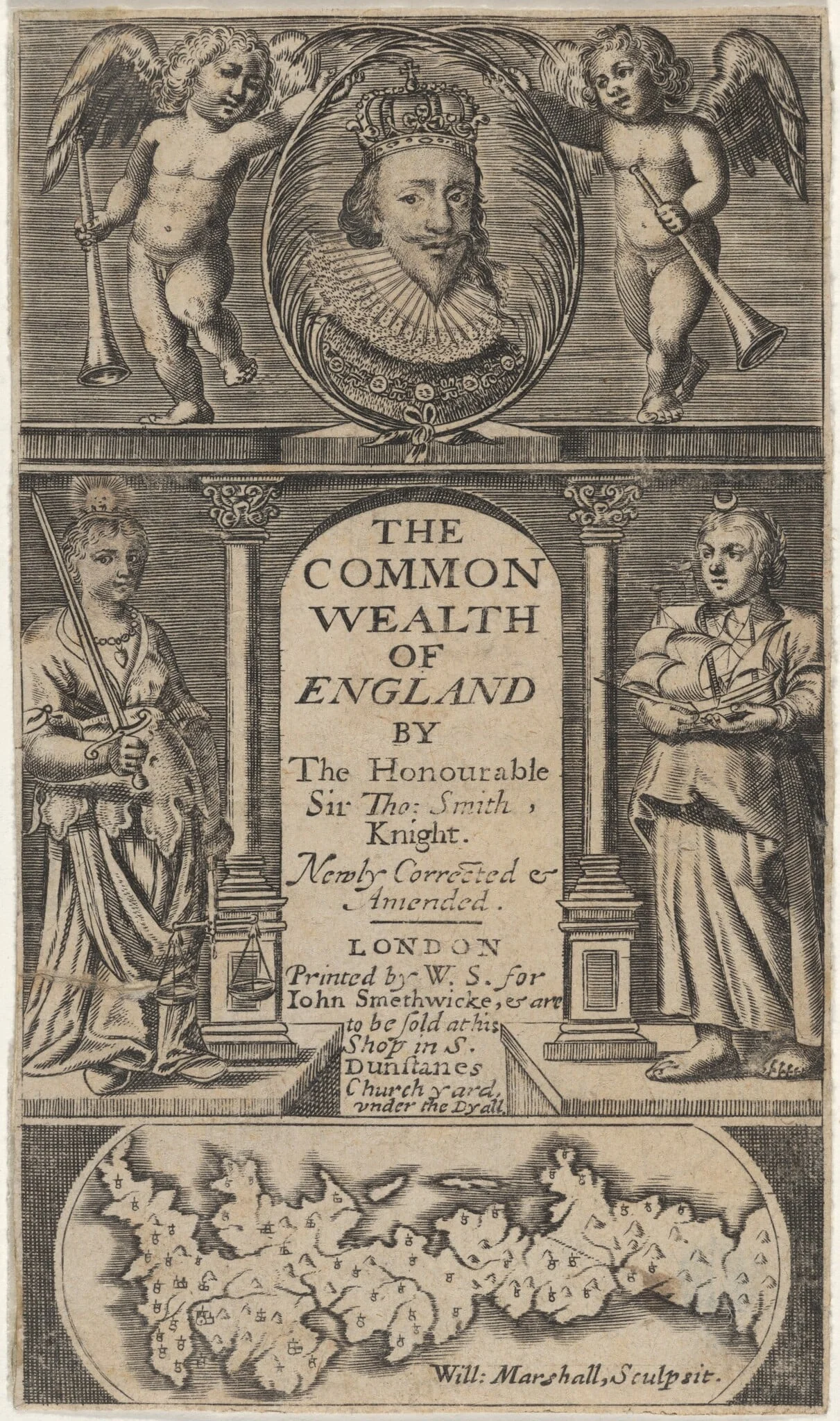 Title Page to Sir Thomas Smith, The Commonwealth of England, by William Marshall, ink, 1633