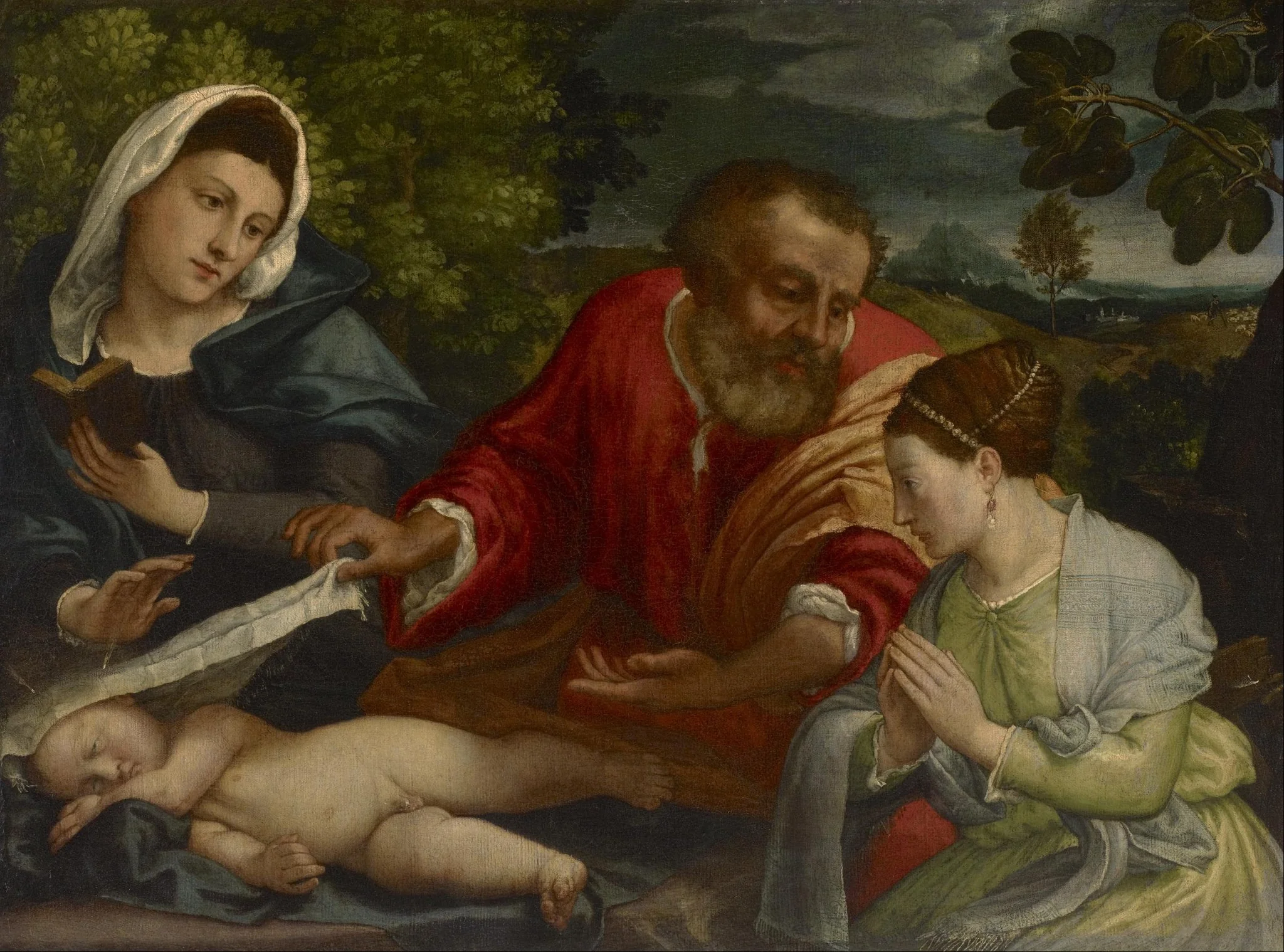 The Holy Family with a Donatrix as Saint Catherine of Alexandria, by Unknown, oil