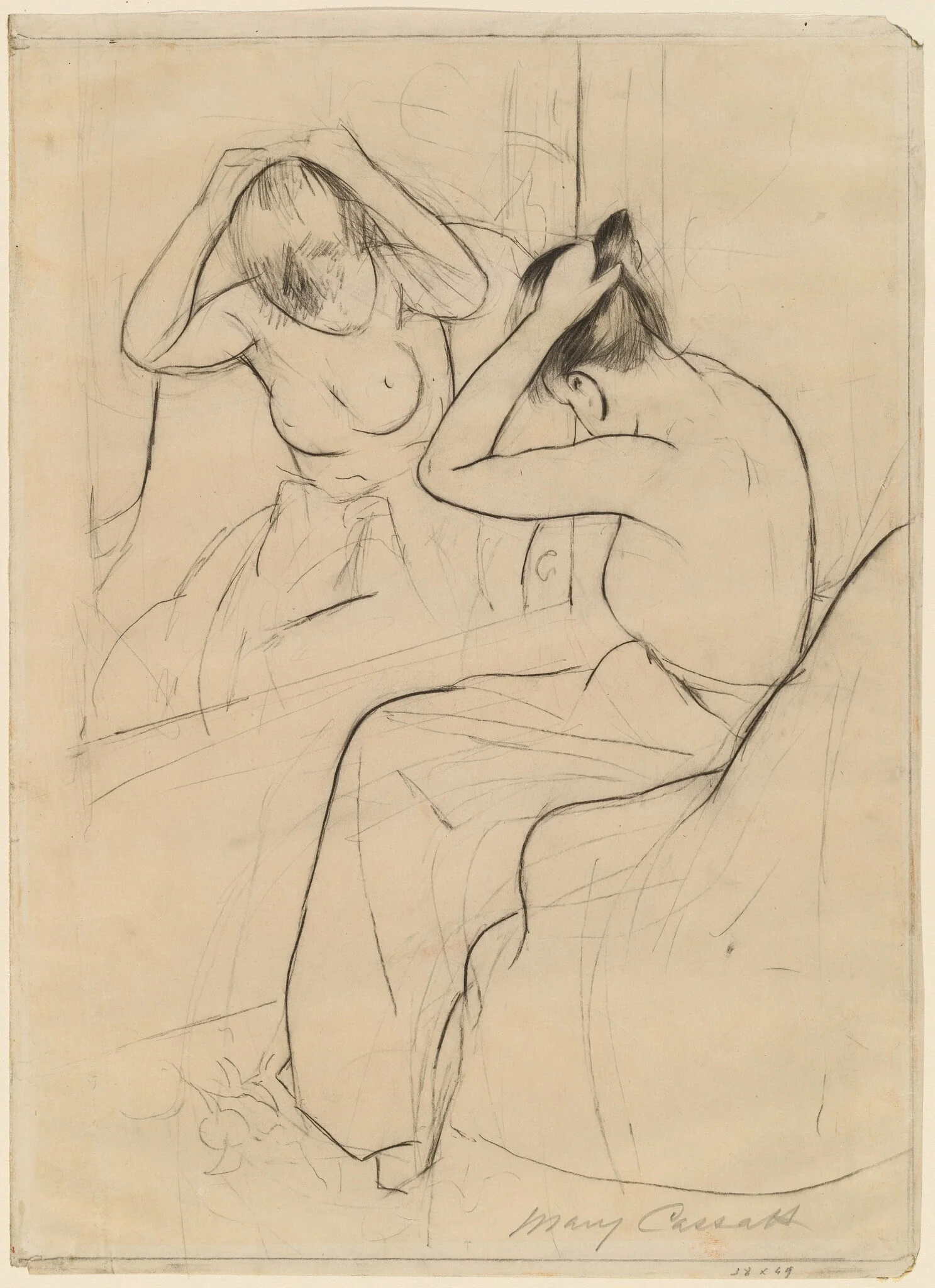 The Coiffure, by Mary Cassatt, graphite, 1890