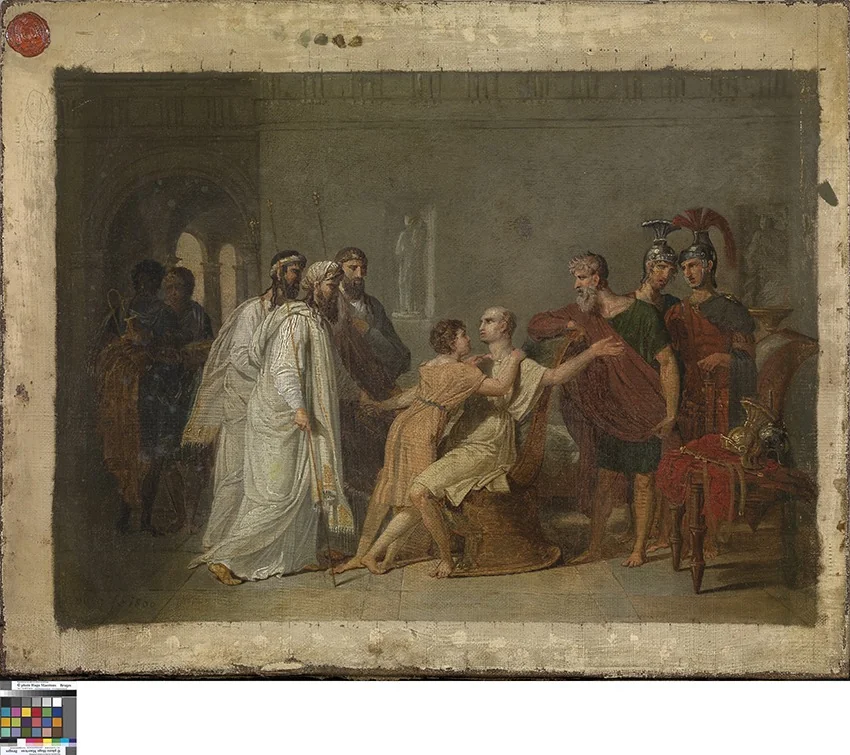 Terugkeer van Scipio's zoon, by Joseph-François Ducq, oil, 1800