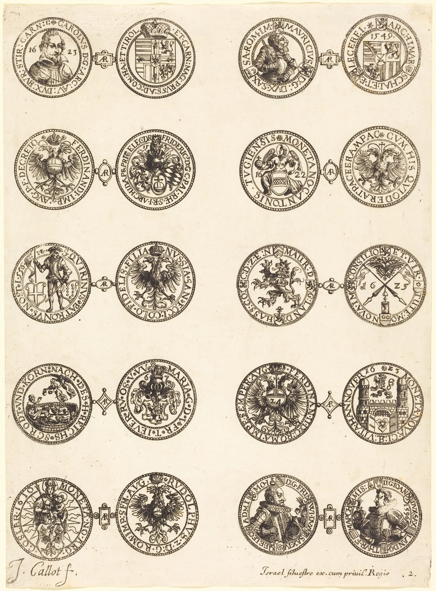 Coins [plate 2], by Jacques Callot, ink, 1630