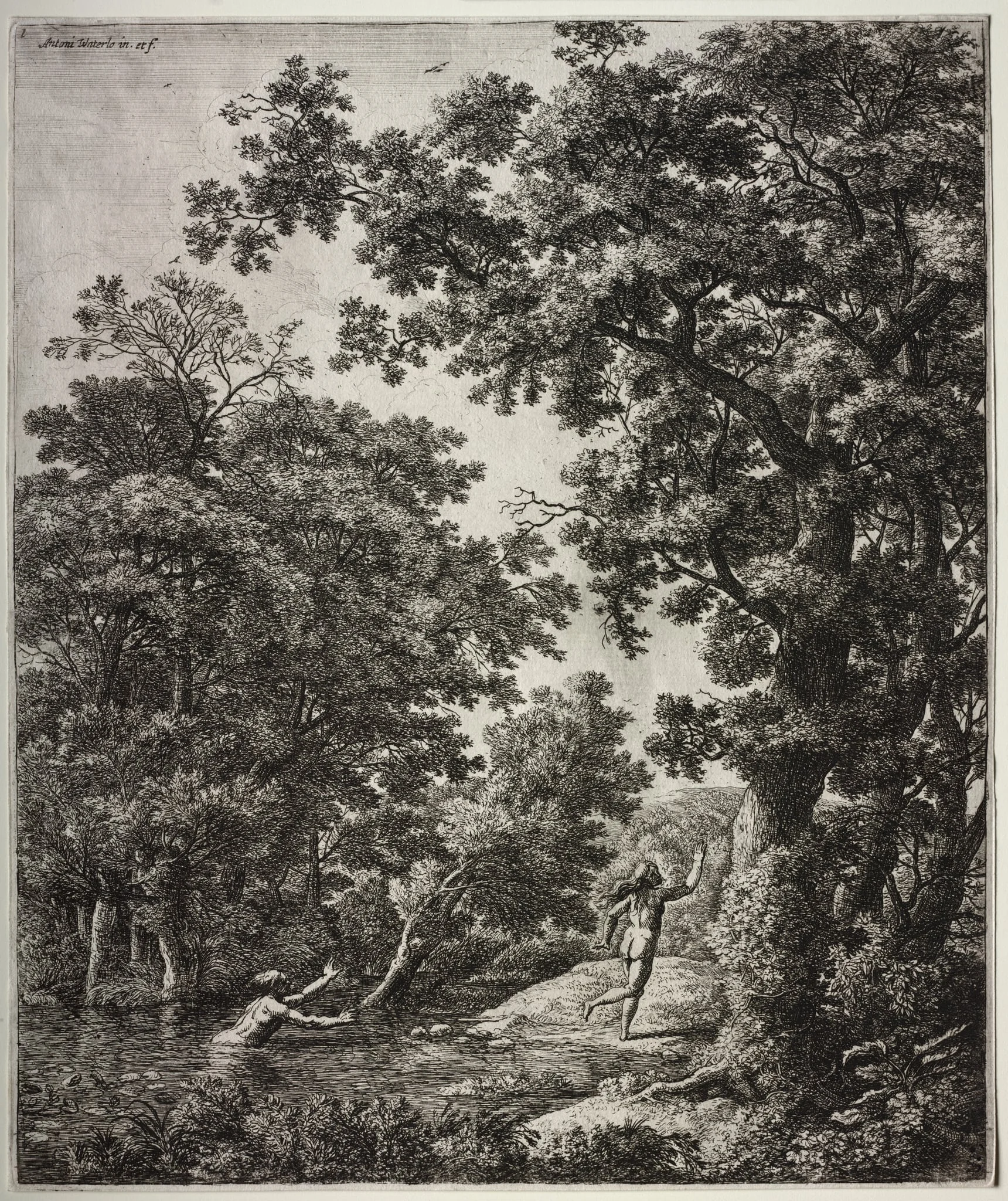 Six large upright landscapes with scenes from Ovid's Metamorphoses, by Antonie Waterloo, 1665