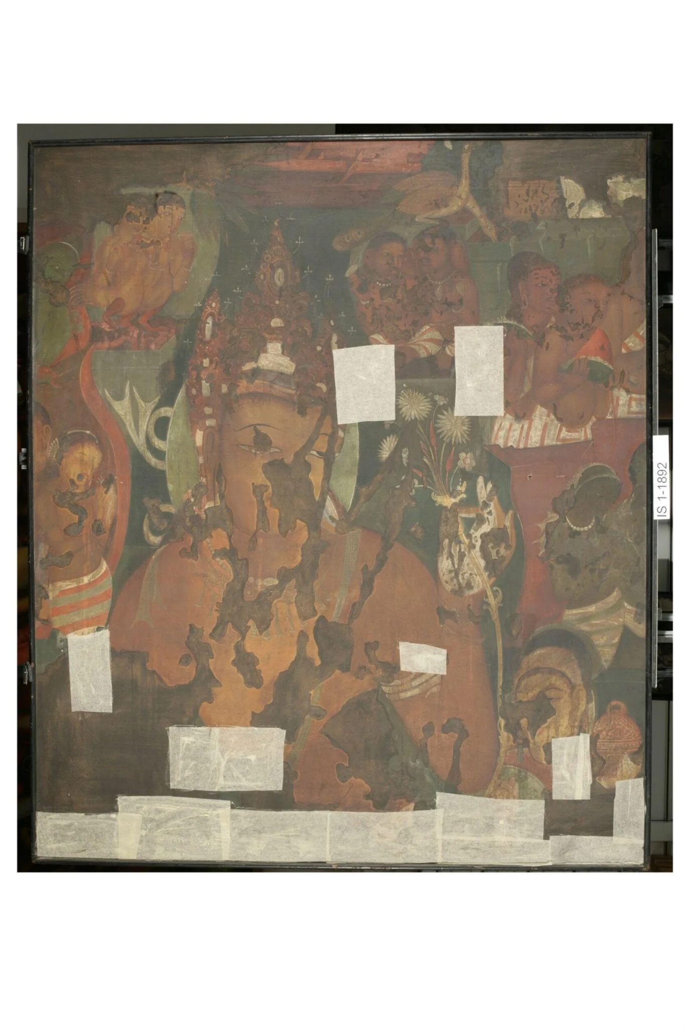 Copy of painting inside the caves of Ajanta (cave 11), by John Griffiths, oil, 1878