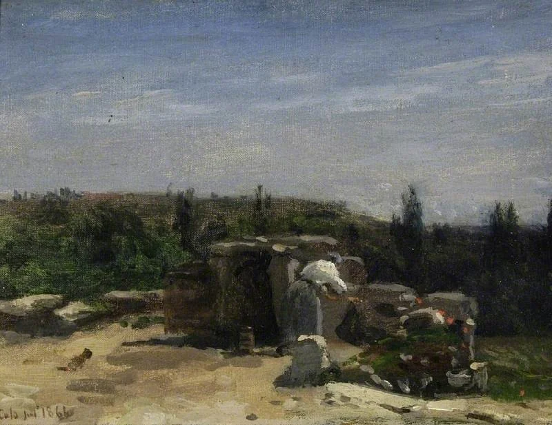 The well in rue Montlaville, Orrouy, viewed from the east, by Adolphe-Félix Cals, oil, 1866