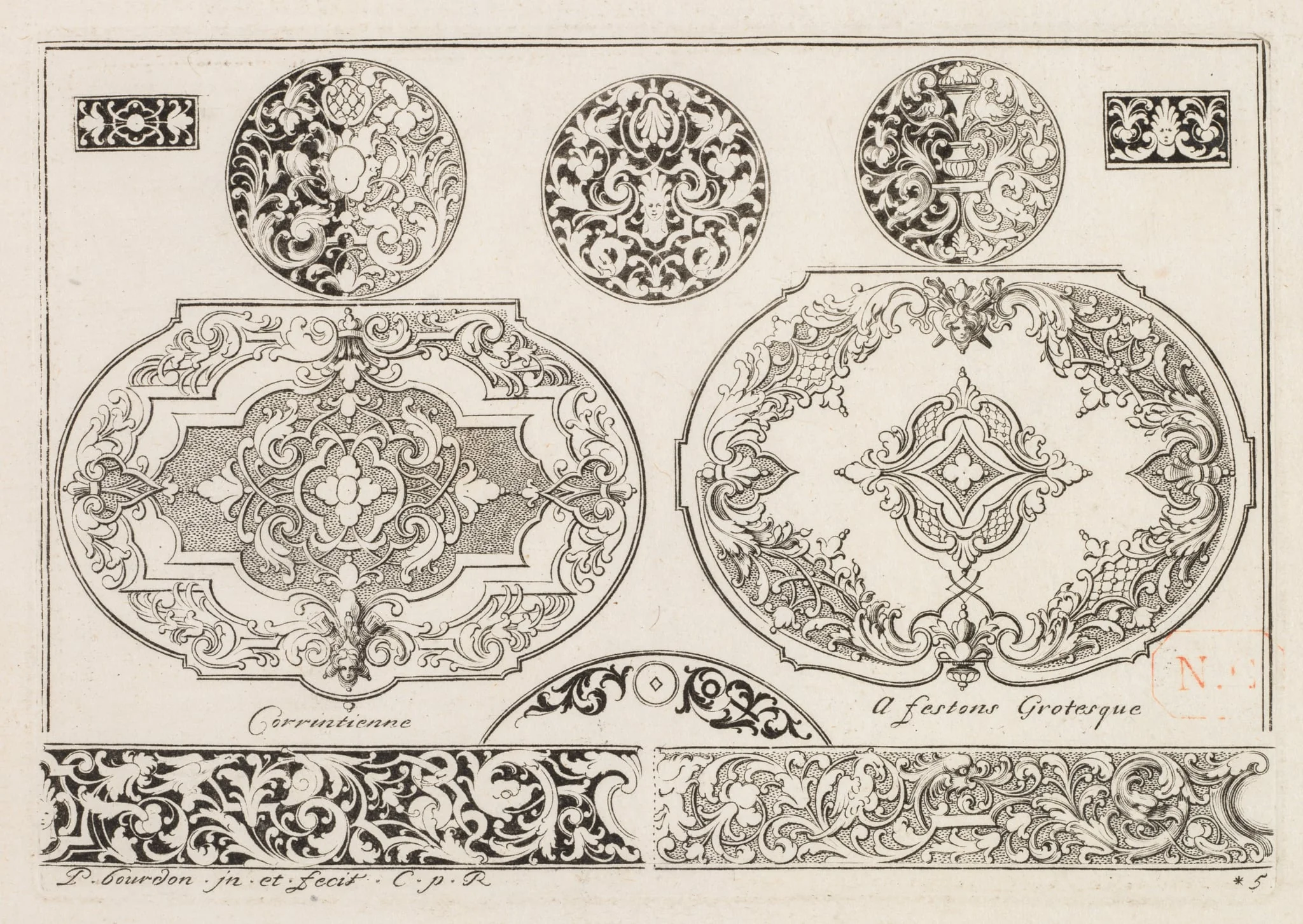 # 4 From " Livre sencond essais de gravjre " second book of Engraved designs, by Pierre Bourdon, 1703