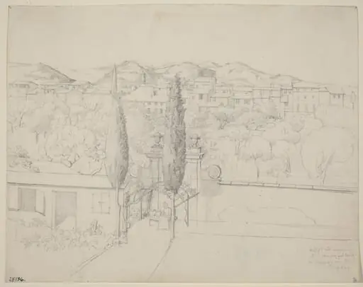 Aussicht aus meinem Fenster, via valfonda in Florenz (Gardens in Florence Seen from the Artist's Window)