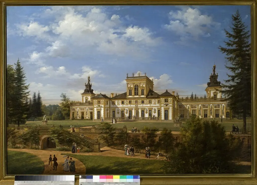 View of the Wilanów Palace from the side of the park
