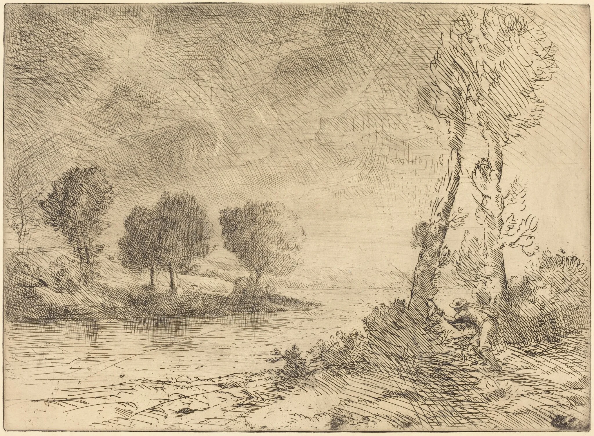 Salmon Fisher (Le pecheur de saumon), by Alphonse Legros, ink, 1874