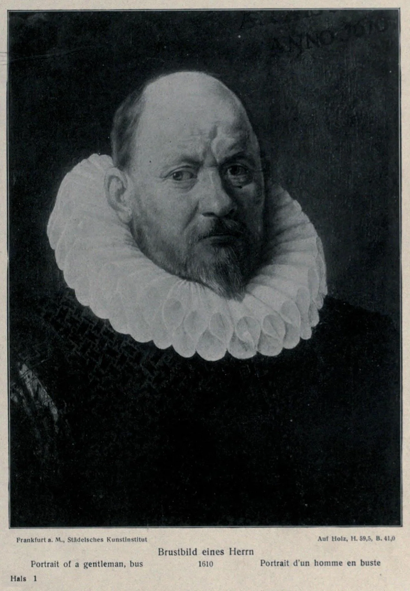 Portrait of a man in a ruff collar, by Frans Hals, oil, 1610