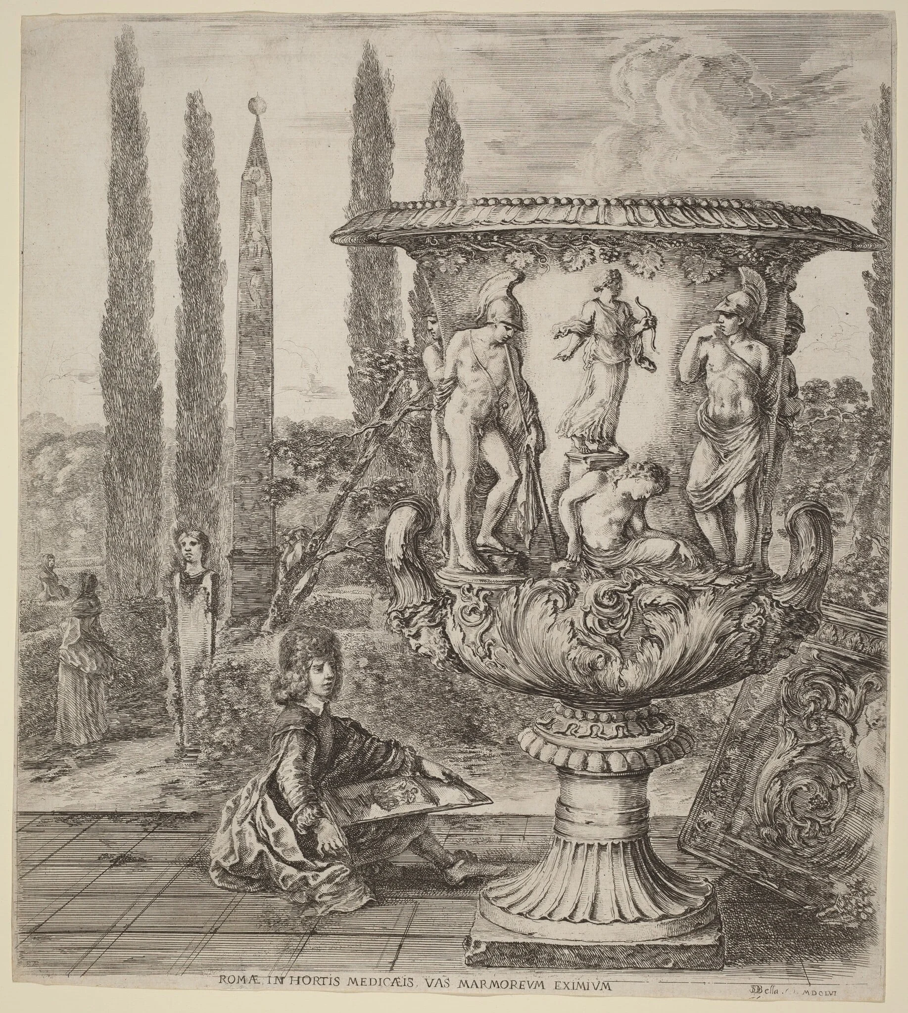 The Vase of the Medici, by Stefano Della Bella, ink, 1656