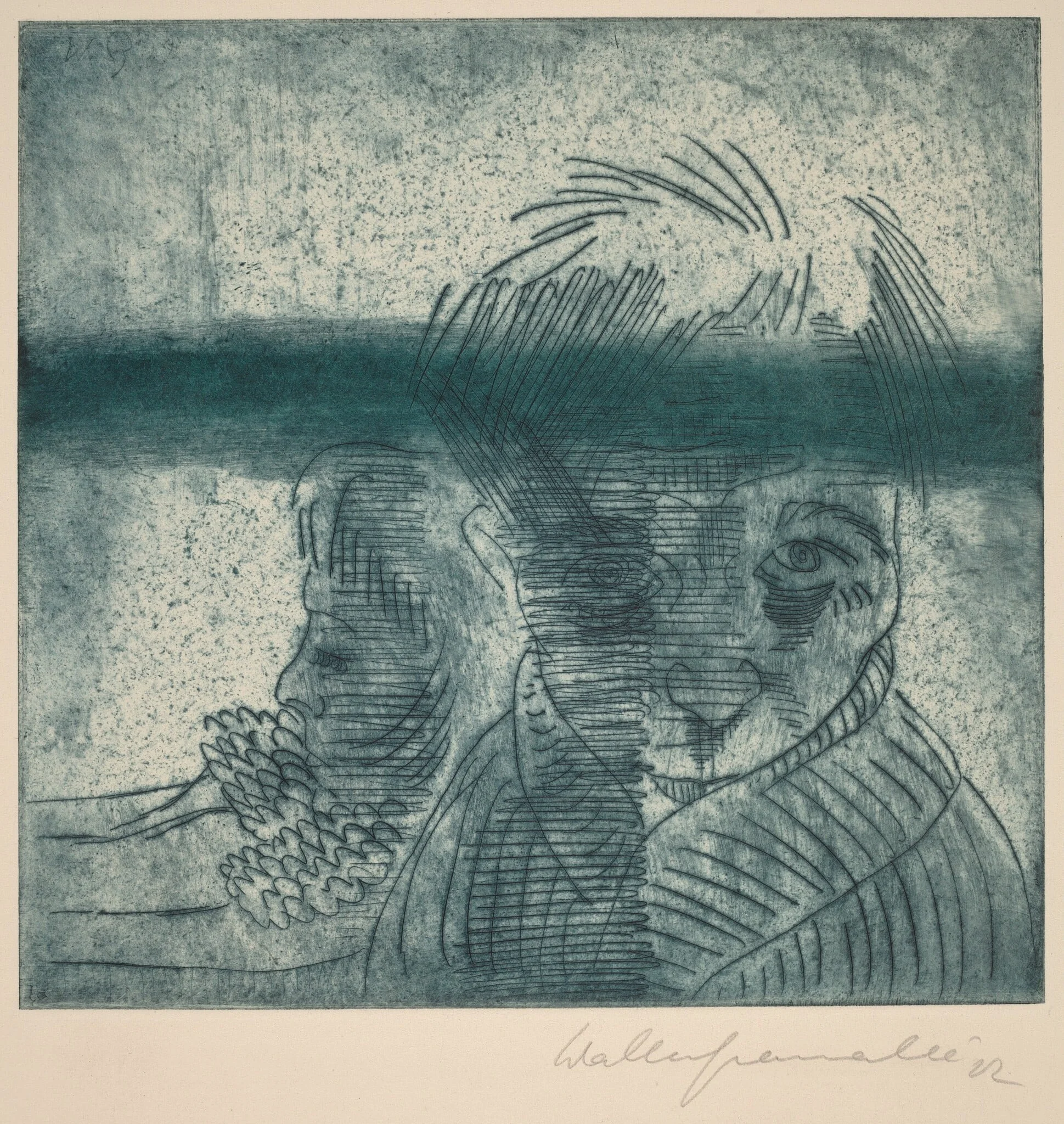 The Couple, Self-Portrait with Wife (Das Paar, Selbstporträt mit Frau), by Walter Gramatté, ink, 1922