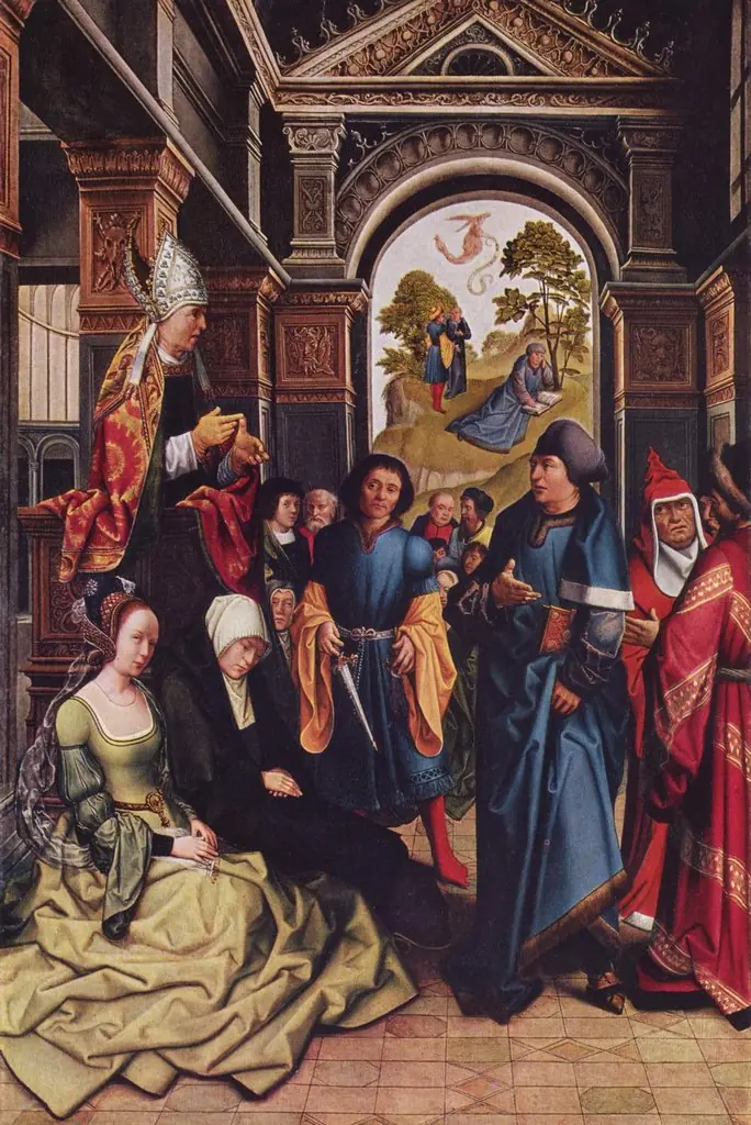 Sermon of St. Ambrose Outside: Two standing holy bishops