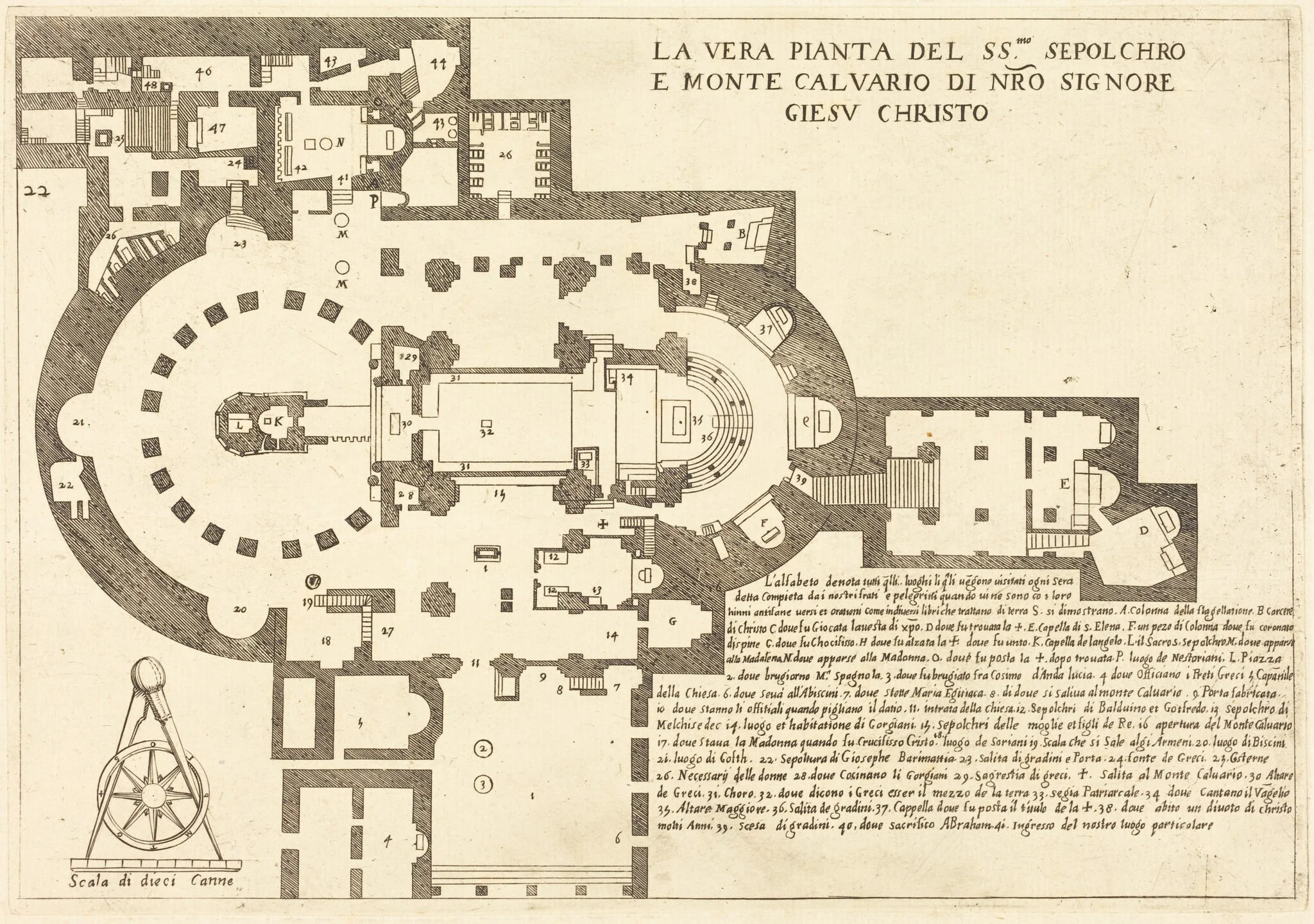 Plan of the Holy Sepulchre and Mount Calvary, by Jacques Callot, ink, 1619